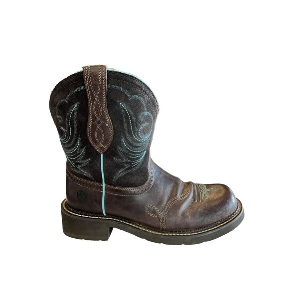 Ariat Fatbaby Heritage Dapper Western Boots Sz 9.5B Womens Brown Turquoise 2480 - Picture 1 of 9